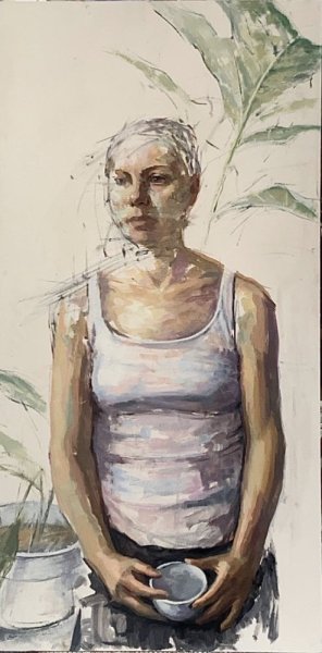 <em>Josephine Seated,</em>  48x24 inches, oil on panel