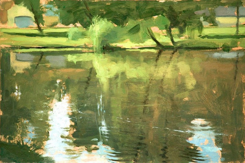 <em>Summer Pond</em>, 24 x 30 inches, oil on panel