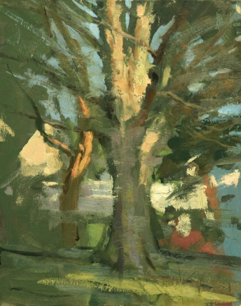 <em>Copper Beech</em>, 18 x 14 inches, oil on panel