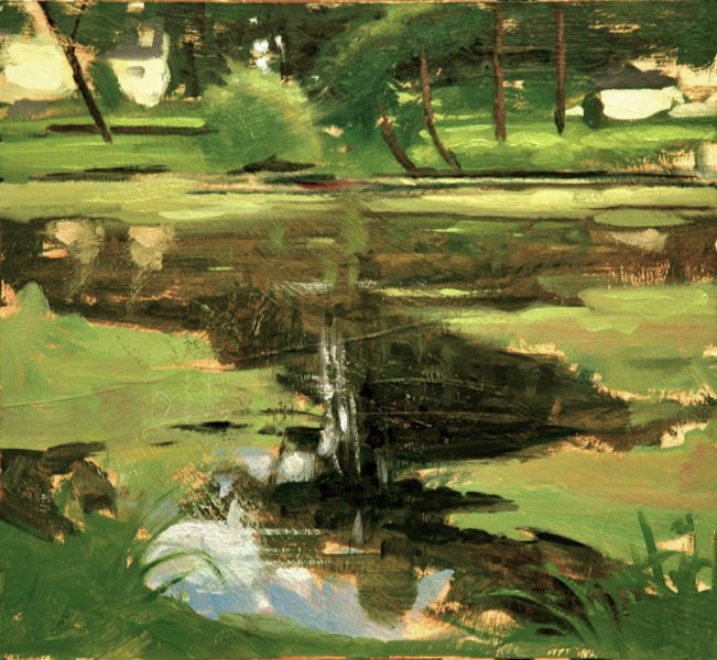 <em>Summer Pond II</em>, 14 x 14 inches, oil on panel
