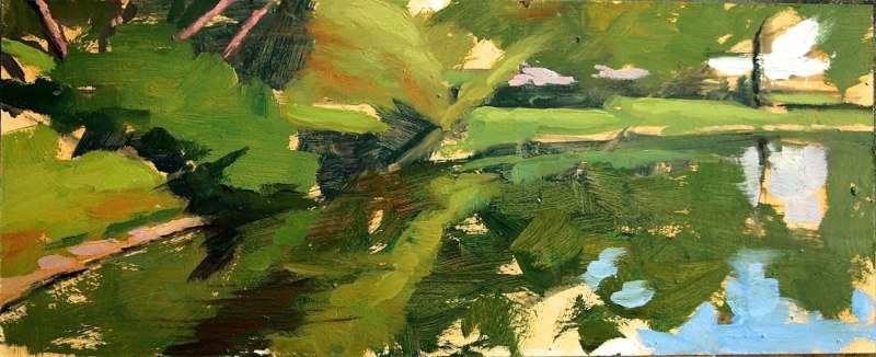 <em>Summer Pond III</em>, 12 x 24 inches, oil on panel