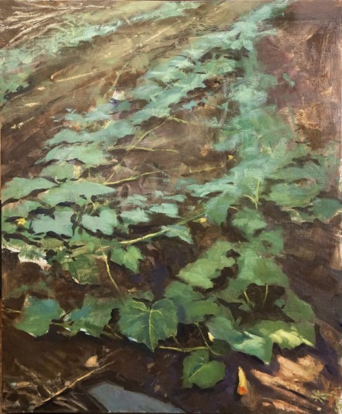 <em>Garden in August,</em> 40 x 36 inches, oil on panel