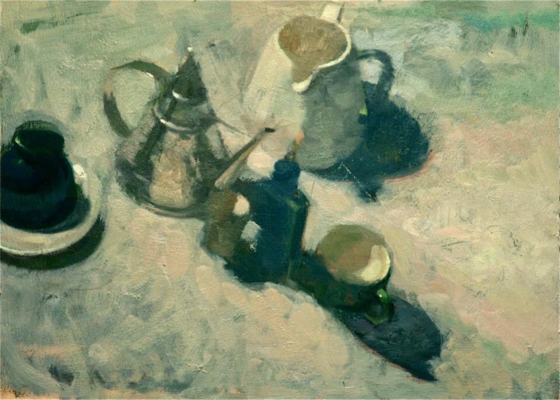 <em>Still Life from Above</em>,18 x 22 inches, oil on panel